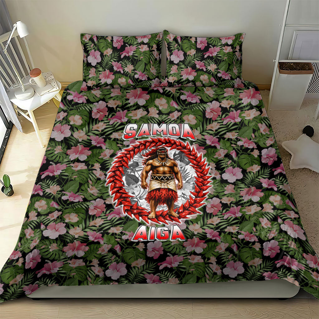 Samoa Aiga Polynesian Bedding Set Tropical Floral Hibiscus Pattern Island Heritage