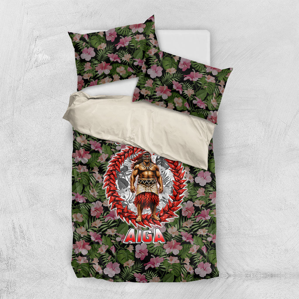 Samoa Aiga Polynesian Bedding Set Tropical Floral Hibiscus Pattern Island Heritage
