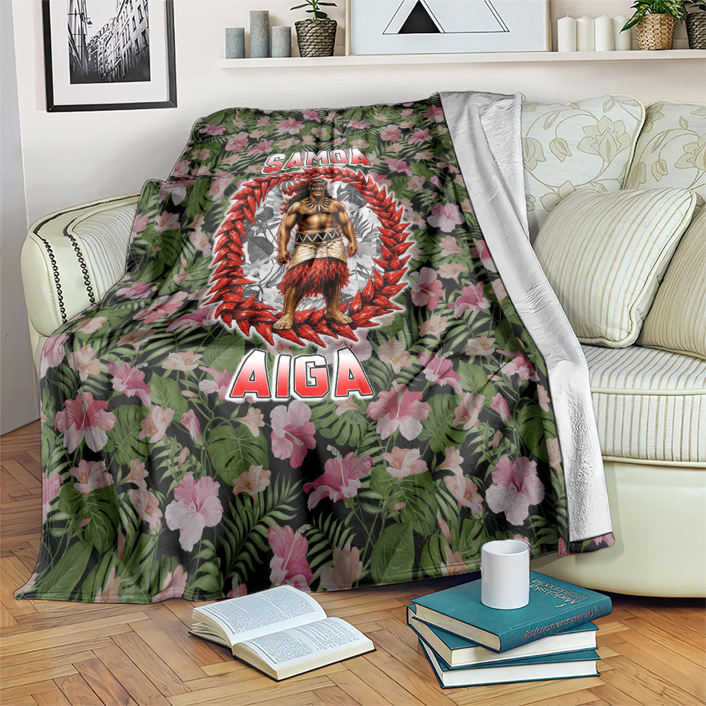 Samoa Aiga Polynesian Blanket Tropical Floral Hibiscus Pattern Island Heritage