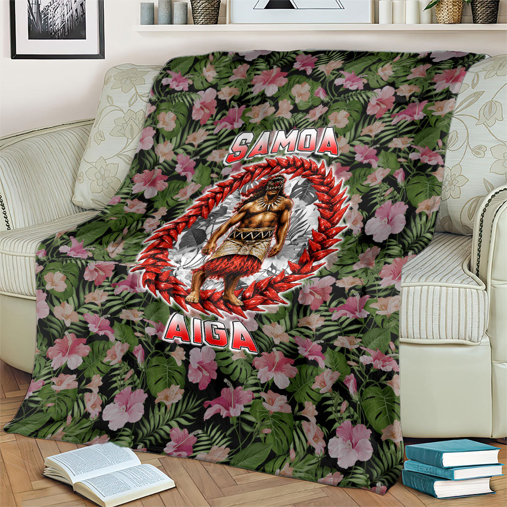 Samoa Aiga Polynesian Blanket Tropical Floral Hibiscus Pattern Island Heritage