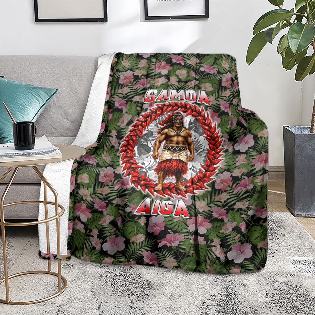 Samoa Aiga Polynesian Blanket Tropical Floral Hibiscus Pattern Island Heritage