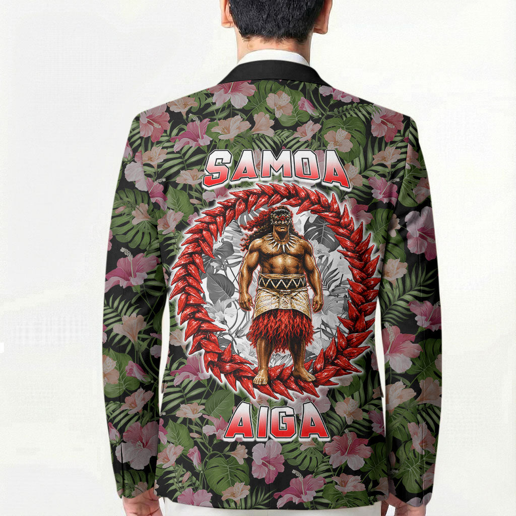 Samoa Aiga Polynesian Blazer Tropical Floral Hibiscus Pattern Island Heritage