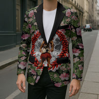 Samoa Aiga Polynesian Blazer Tropical Floral Hibiscus Pattern Island Heritage