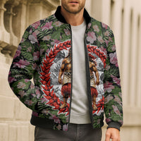 Samoa Aiga Polynesian Bomber Puffer Jacket Tropical Floral Hibiscus Pattern Island Heritage