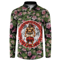 Samoa Aiga Polynesian Button Sweatshirt Tropical Floral Hibiscus Pattern Island Heritage