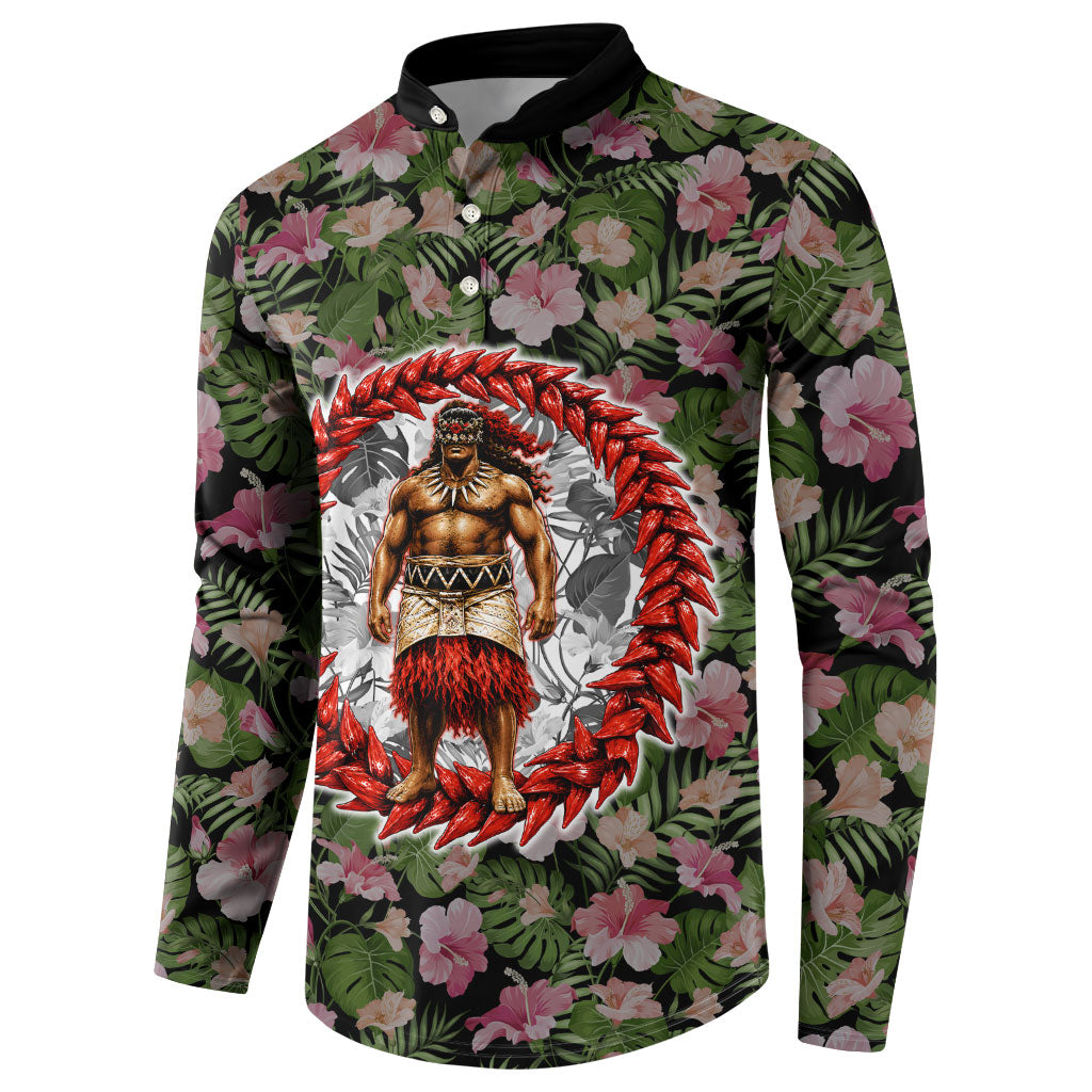 Samoa Aiga Polynesian Button Sweatshirt Tropical Floral Hibiscus Pattern Island Heritage