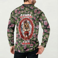 Samoa Aiga Polynesian Button Sweatshirt Tropical Floral Hibiscus Pattern Island Heritage