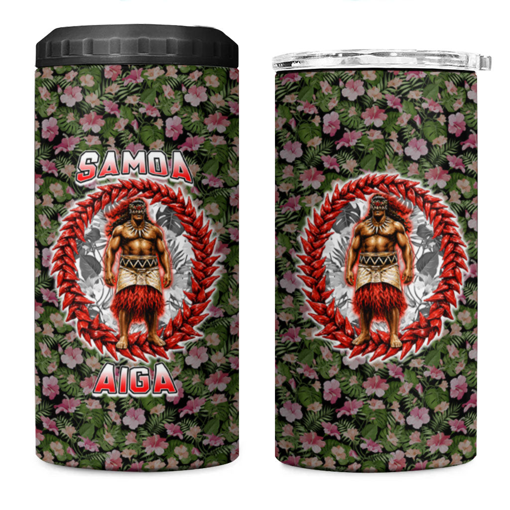 Samoa Aiga Polynesian 4 in 1 Can Cooler Tumbler Tropical Floral Hibiscus Pattern Island Heritage
