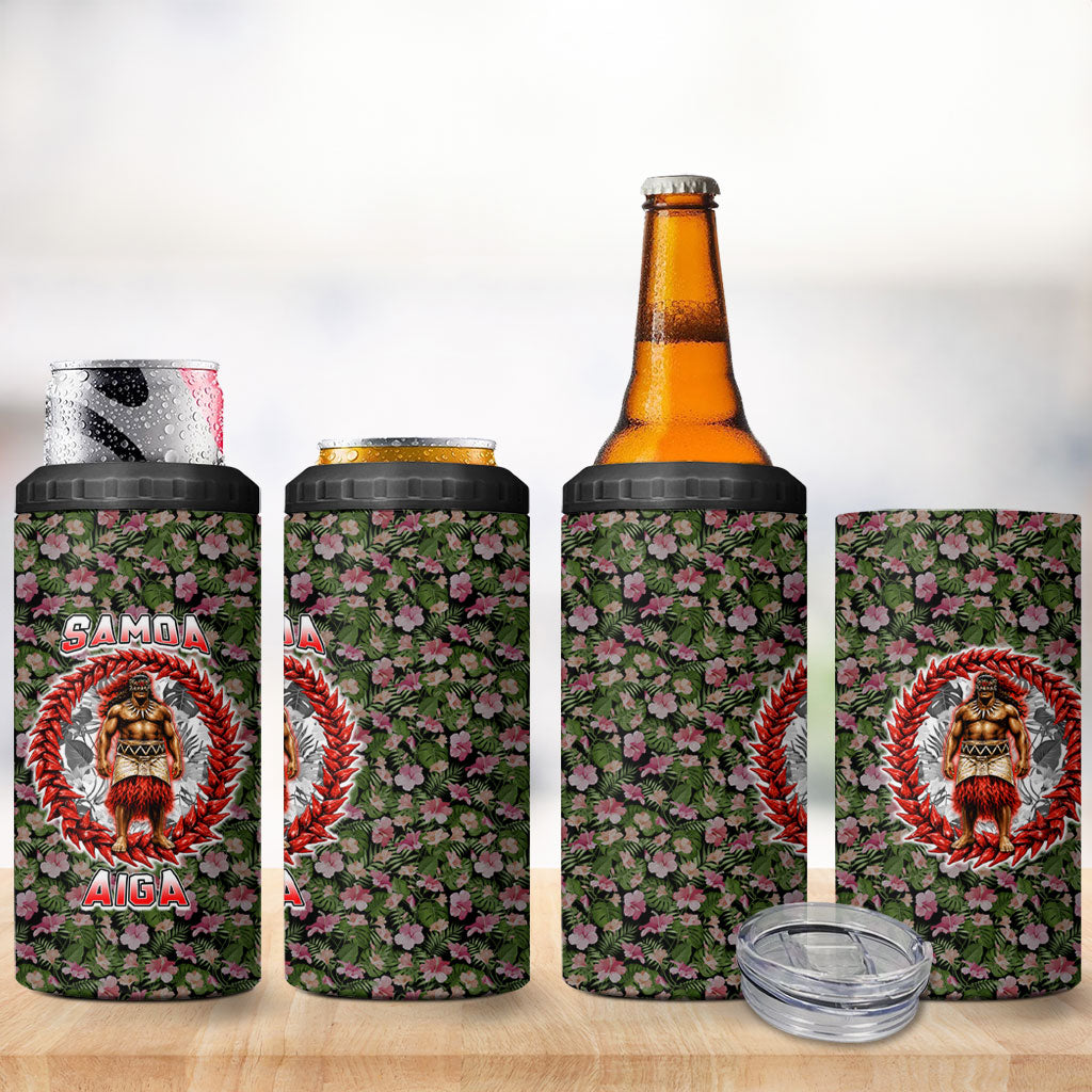 Samoa Aiga Polynesian 4 in 1 Can Cooler Tumbler Tropical Floral Hibiscus Pattern Island Heritage