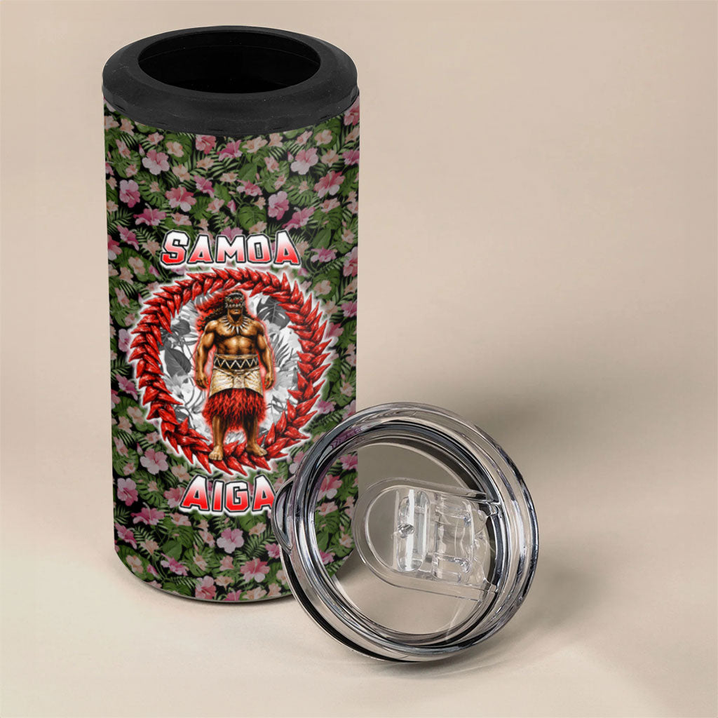 Samoa Aiga Polynesian 4 in 1 Can Cooler Tumbler Tropical Floral Hibiscus Pattern Island Heritage