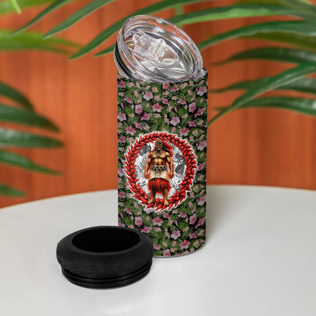 Samoa Aiga Polynesian 4 in 1 Can Cooler Tumbler Tropical Floral Hibiscus Pattern Island Heritage