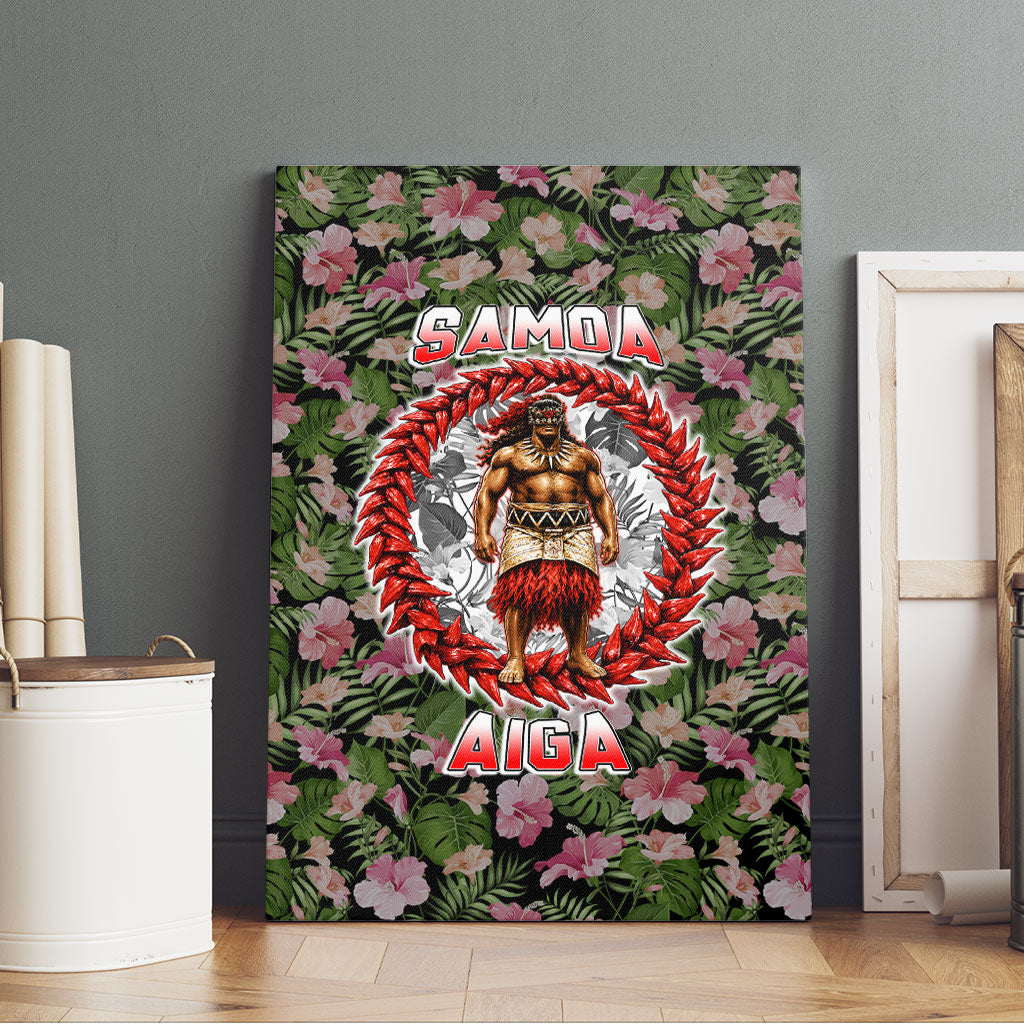 Samoa Aiga Polynesian Canvas Wall Art Tropical Floral Hibiscus Pattern Island Heritage