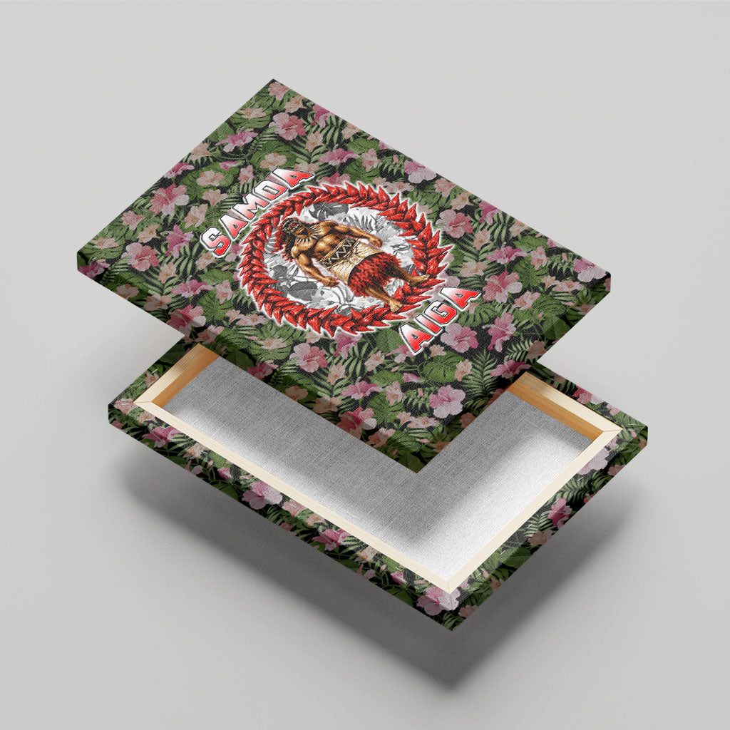 Samoa Aiga Polynesian Canvas Wall Art Tropical Floral Hibiscus Pattern Island Heritage