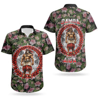 Samoa Aiga Polynesian Couples Matching Long Sleeve Bodycon Dress and Hawaiian Shirt Tropical Floral Hibiscus Pattern Island Heritage