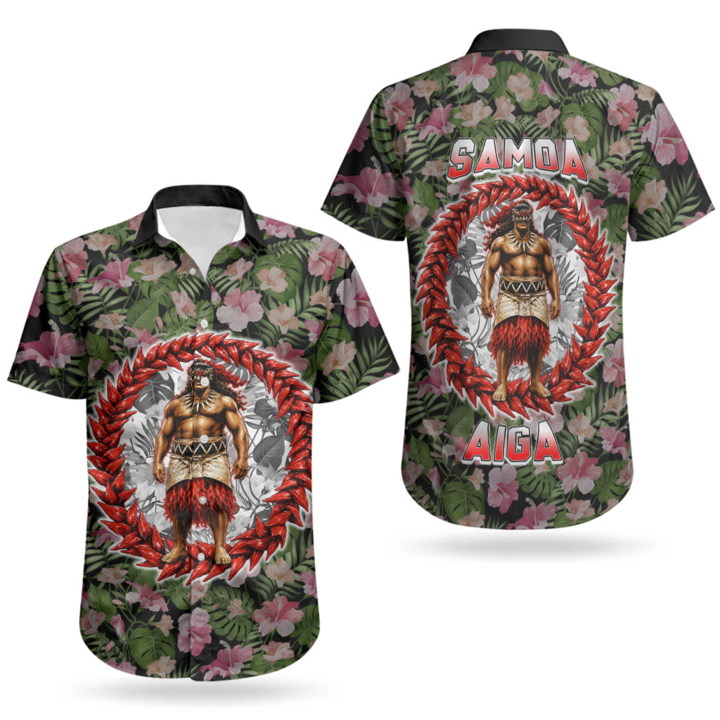 Samoa Aiga Polynesian Couples Matching Puletasi and Hawaiian Shirt Tropical Floral Hibiscus Pattern Island Heritage
