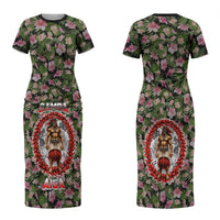 Samoa Aiga Polynesian Couples Matching Short Sleeve Bodycon Dress and Hawaiian Shirt Tropical Floral Hibiscus Pattern Island Heritage