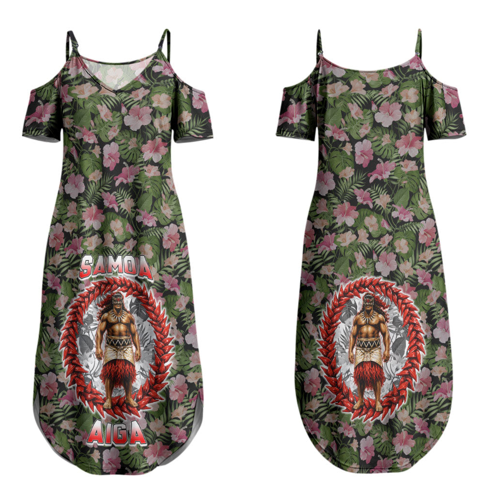 Samoa Aiga Polynesian Couples Matching Summer Maxi Dress and Long Sleeve Button Shirt Tropical Floral Hibiscus Pattern Island Heritage