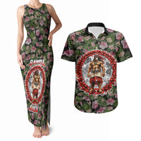 Samoa Aiga Polynesian Couples Matching Tank Maxi Dress and Hawaiian Shirt Tropical Floral Hibiscus Pattern Island Heritage