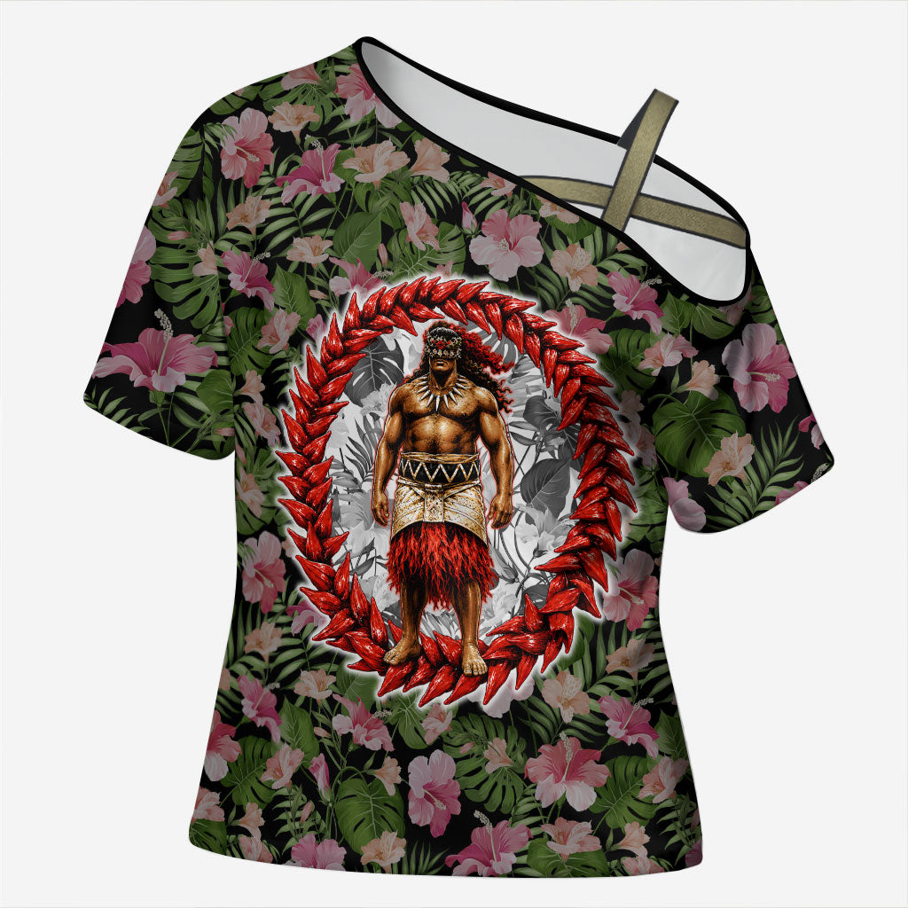 Samoa Aiga Polynesian Cross Shoulder Shirt Tropical Floral Hibiscus Pattern Island Heritage