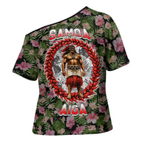 Samoa Aiga Polynesian Cross Shoulder Shirt Tropical Floral Hibiscus Pattern Island Heritage