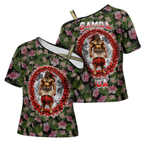 Samoa Aiga Polynesian Cross Shoulder Shirt Tropical Floral Hibiscus Pattern Island Heritage