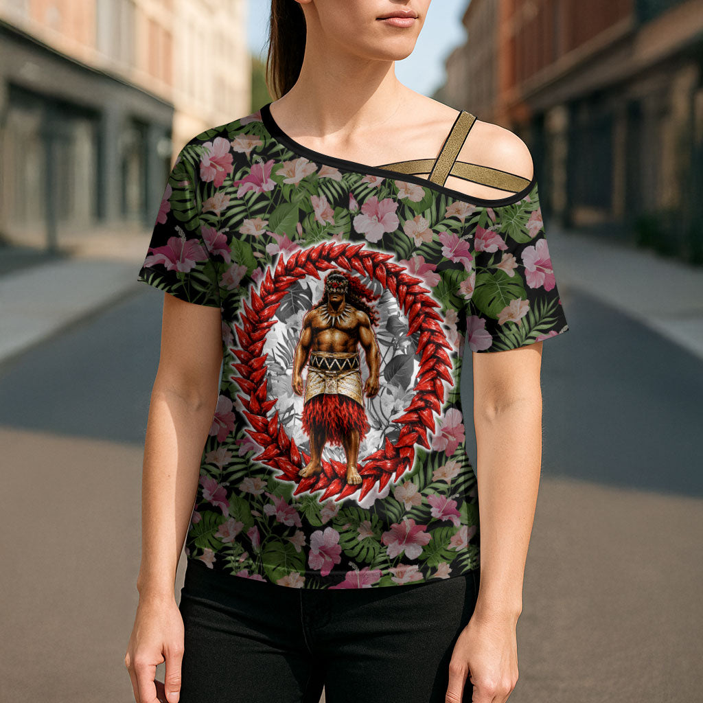 Samoa Aiga Polynesian Cross Shoulder Shirt Tropical Floral Hibiscus Pattern Island Heritage