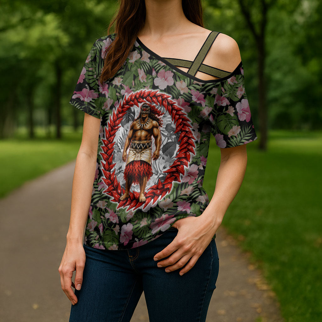 Samoa Aiga Polynesian Cross Shoulder Shirt Tropical Floral Hibiscus Pattern Island Heritage