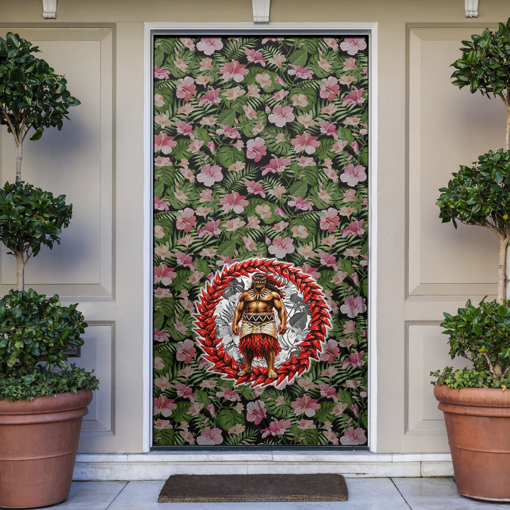 Samoa Aiga Polynesian Door Cover Tropical Floral Hibiscus Pattern Island Heritage