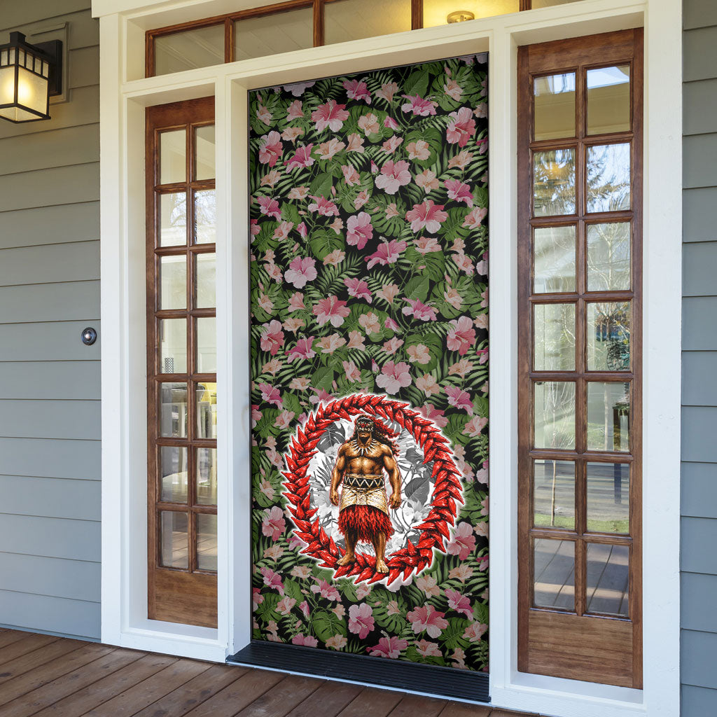 Samoa Aiga Polynesian Door Cover Tropical Floral Hibiscus Pattern Island Heritage