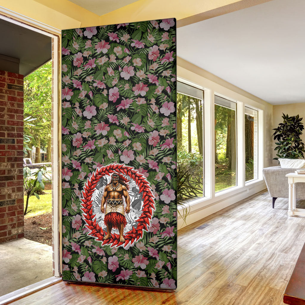 Samoa Aiga Polynesian Door Cover Tropical Floral Hibiscus Pattern Island Heritage