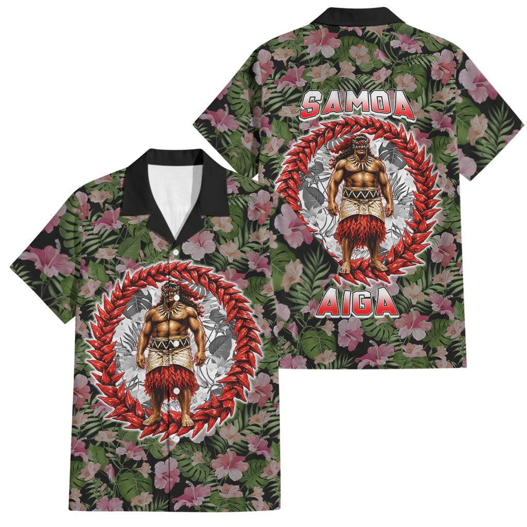 Samoa Aiga Polynesian Family Matching Long Sleeve Bodycon Dress and Hawaiian Shirt Tropical Floral Hibiscus Pattern Island Heritage