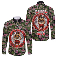 Samoa Aiga Polynesian Family Matching Off The Shoulder Long Sleeve Dress and Hawaiian Shirt Tropical Floral Hibiscus Pattern Island Heritage