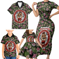 Samoa Aiga Polynesian Family Matching Short Sleeve Bodycon Dress and Hawaiian Shirt Tropical Floral Hibiscus Pattern Island Heritage