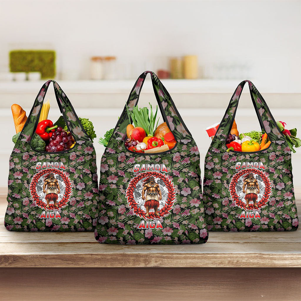 Samoa Aiga Polynesian Grocery Bag Tropical Floral Hibiscus Pattern Island Heritage