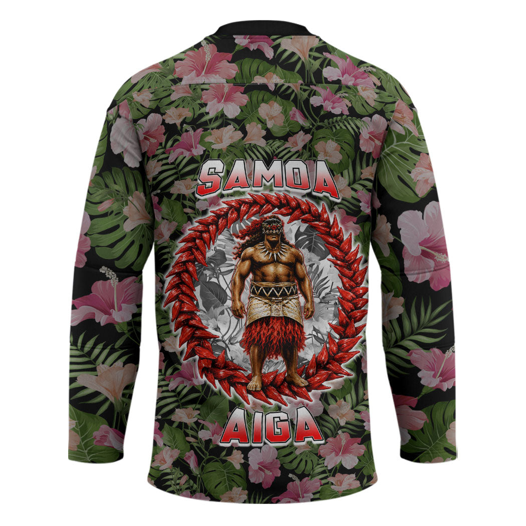 Samoa Aiga Polynesian Hockey Jersey Tropical Floral Hibiscus Pattern Island Heritage