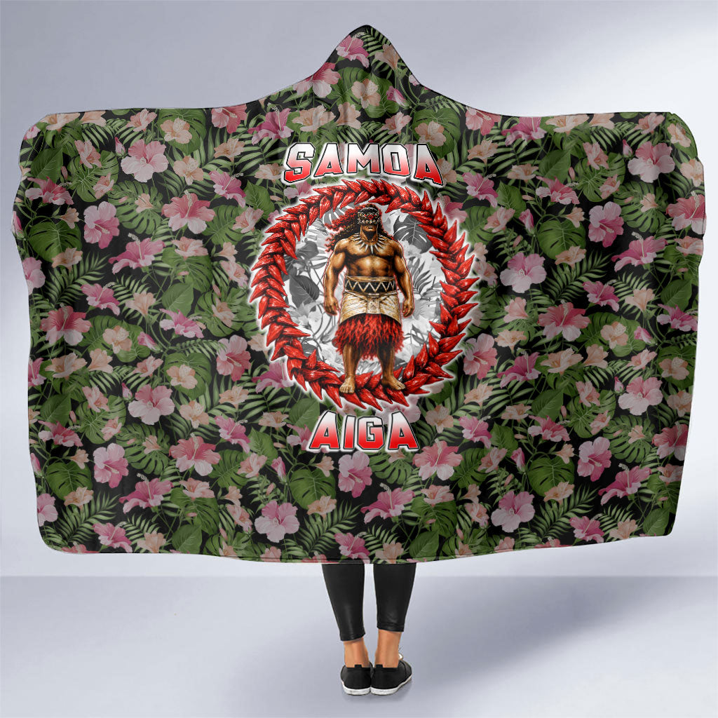 Samoa Aiga Polynesian Hooded Blanket Tropical Floral Hibiscus Pattern Island Heritage