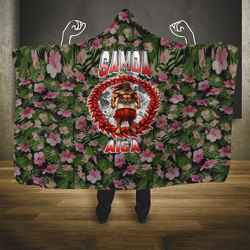 Samoa Aiga Polynesian Hooded Blanket Tropical Floral Hibiscus Pattern Island Heritage