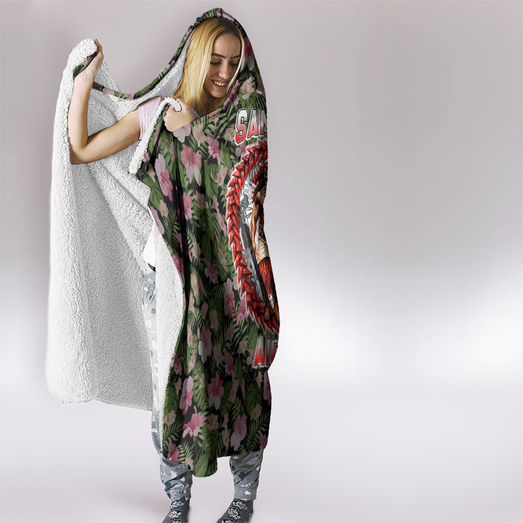Samoa Aiga Polynesian Hooded Blanket Tropical Floral Hibiscus Pattern Island Heritage