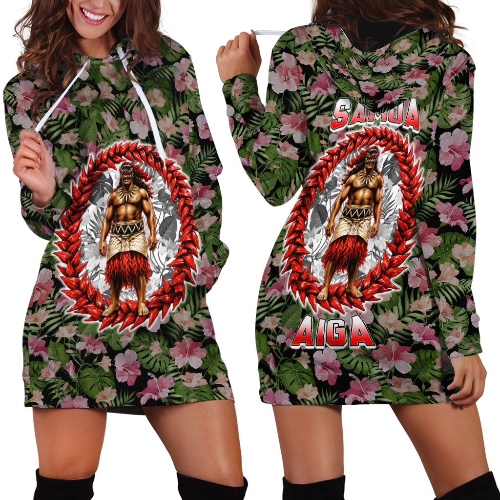 Samoa Aiga Polynesian Hoodie Dress Tropical Floral Hibiscus Pattern Island Heritage