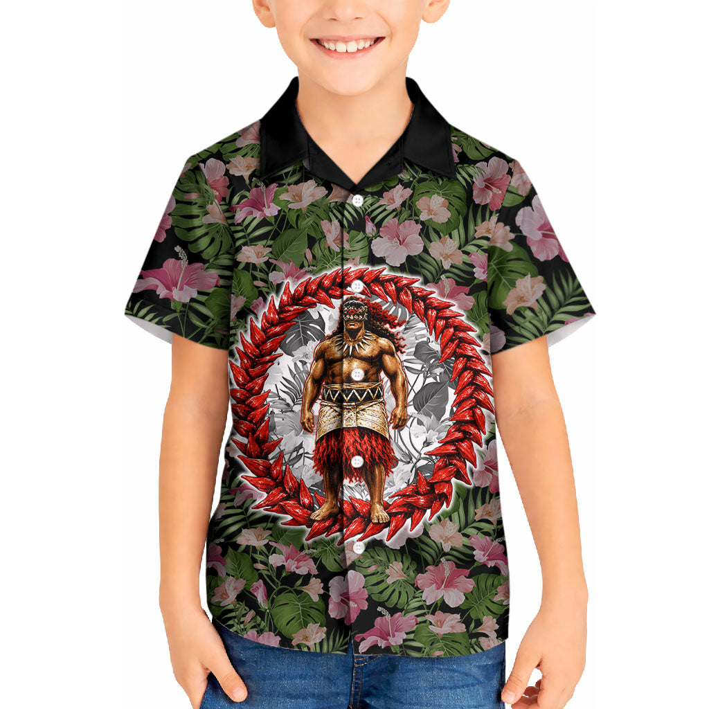Samoa Aiga Polynesian Kid Hawaiian Shirt Tropical Floral Hibiscus Pattern Island Heritage