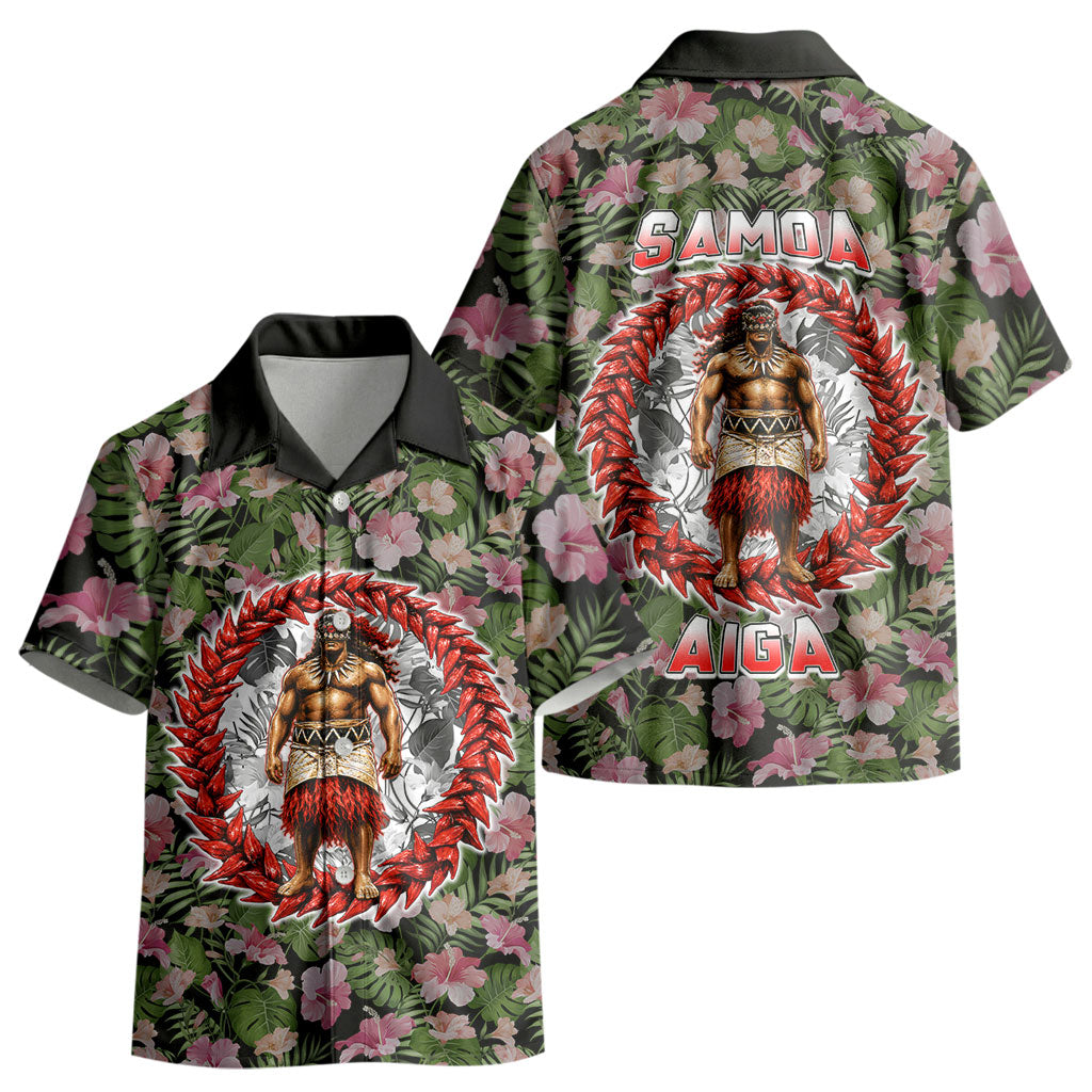 Samoa Aiga Polynesian Kid Hawaiian Shirt Tropical Floral Hibiscus Pattern Island Heritage