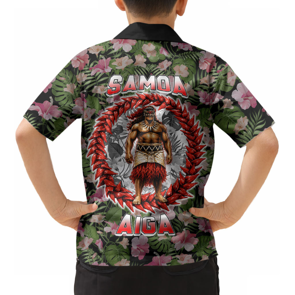 Samoa Aiga Polynesian Kid Hawaiian Shirt Tropical Floral Hibiscus Pattern Island Heritage