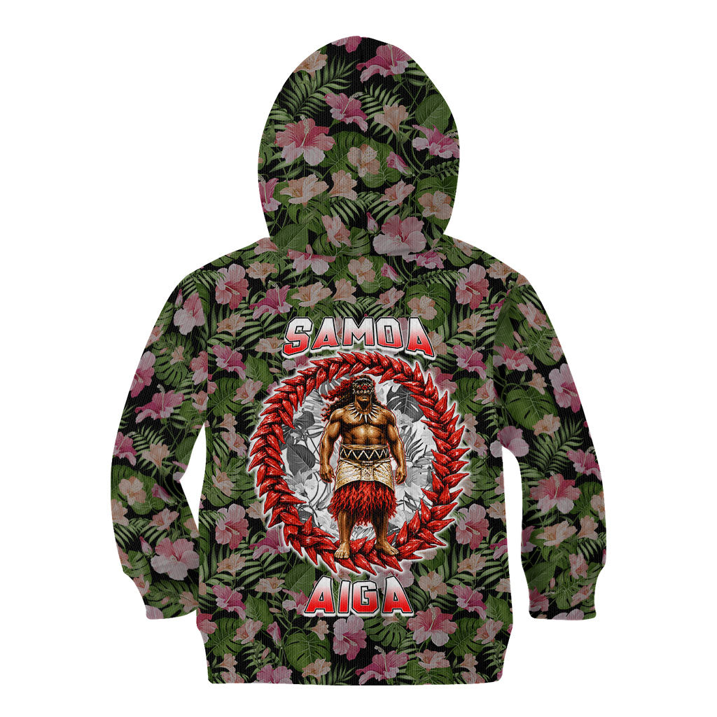 Samoa Aiga Polynesian Kid Hoodie Tropical Floral Hibiscus Pattern Island Heritage