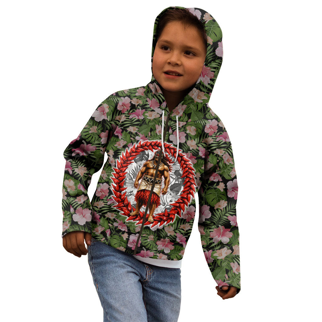 Samoa Aiga Polynesian Kid Hoodie Tropical Floral Hibiscus Pattern Island Heritage