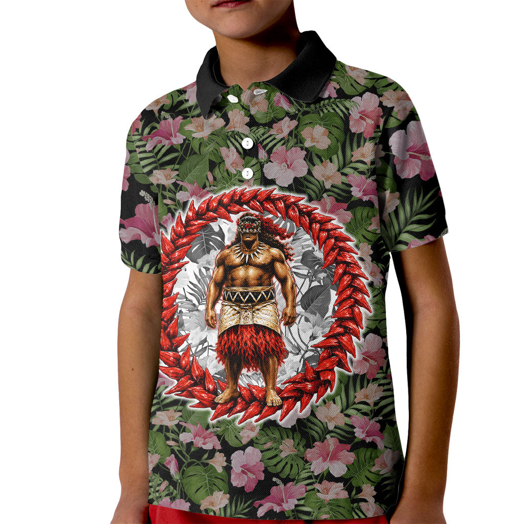 Samoa Aiga Polynesian Kid Polo Shirt Tropical Floral Hibiscus Pattern Island Heritage
