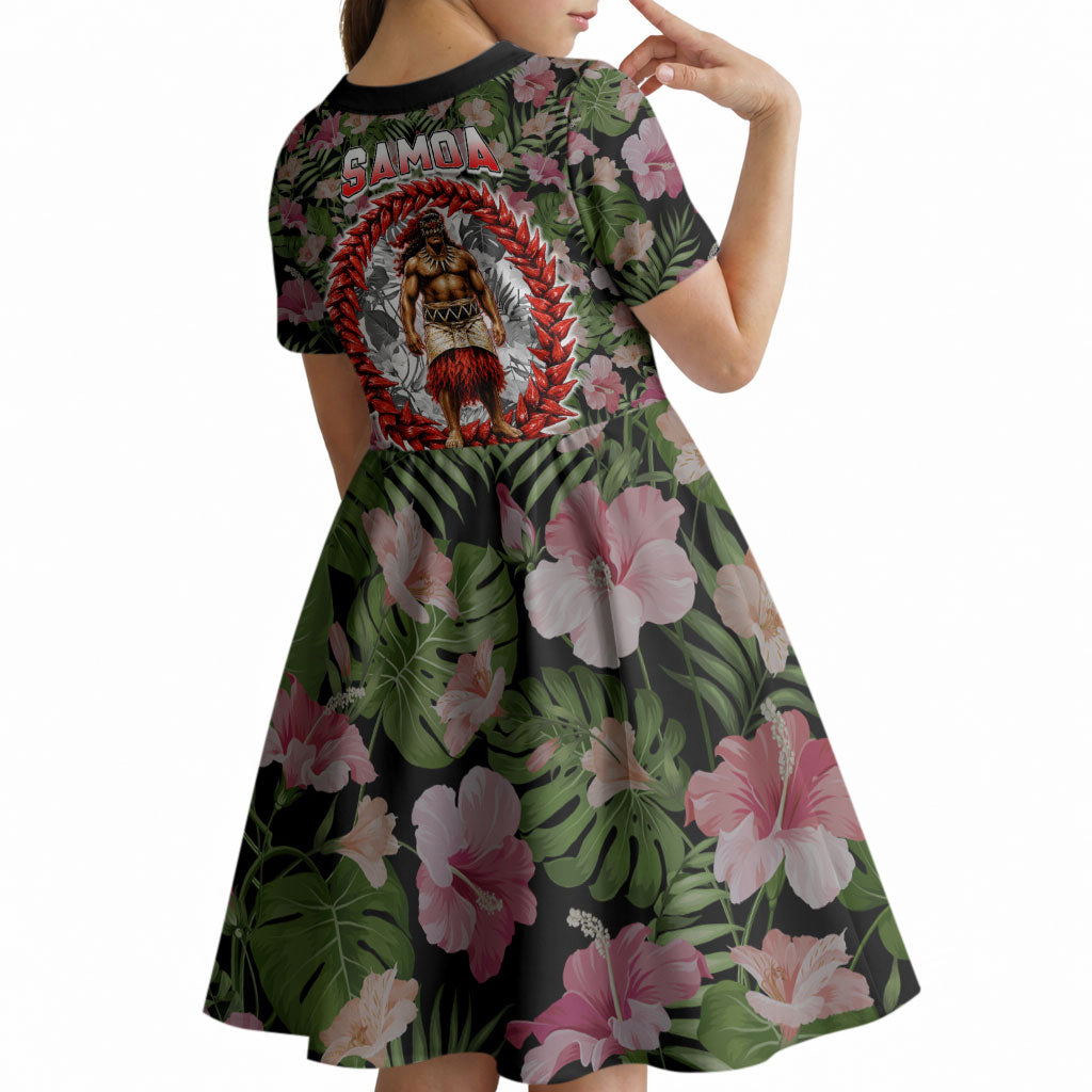 Samoa Aiga Polynesian Kid Short Sleeve Dress Tropical Floral Hibiscus Pattern Island Heritage
