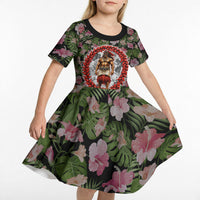 Samoa Aiga Polynesian Kid Short Sleeve Dress Tropical Floral Hibiscus Pattern Island Heritage