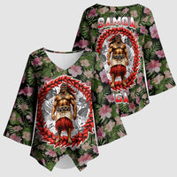 Samoa Aiga Polynesian Kimono Sleeve Blouse Tropical Floral Hibiscus Pattern Island Heritage