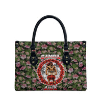 Samoa Aiga Polynesian Leather Bag Tropical Floral Hibiscus Pattern Island Heritage