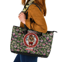 Samoa Aiga Polynesian Leather Tote Bag Tropical Floral Hibiscus Pattern Island Heritage